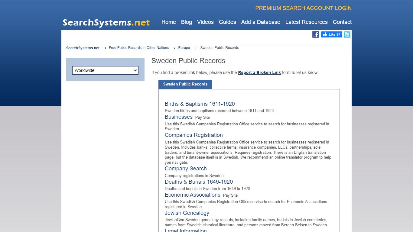 Sweden Public Records
